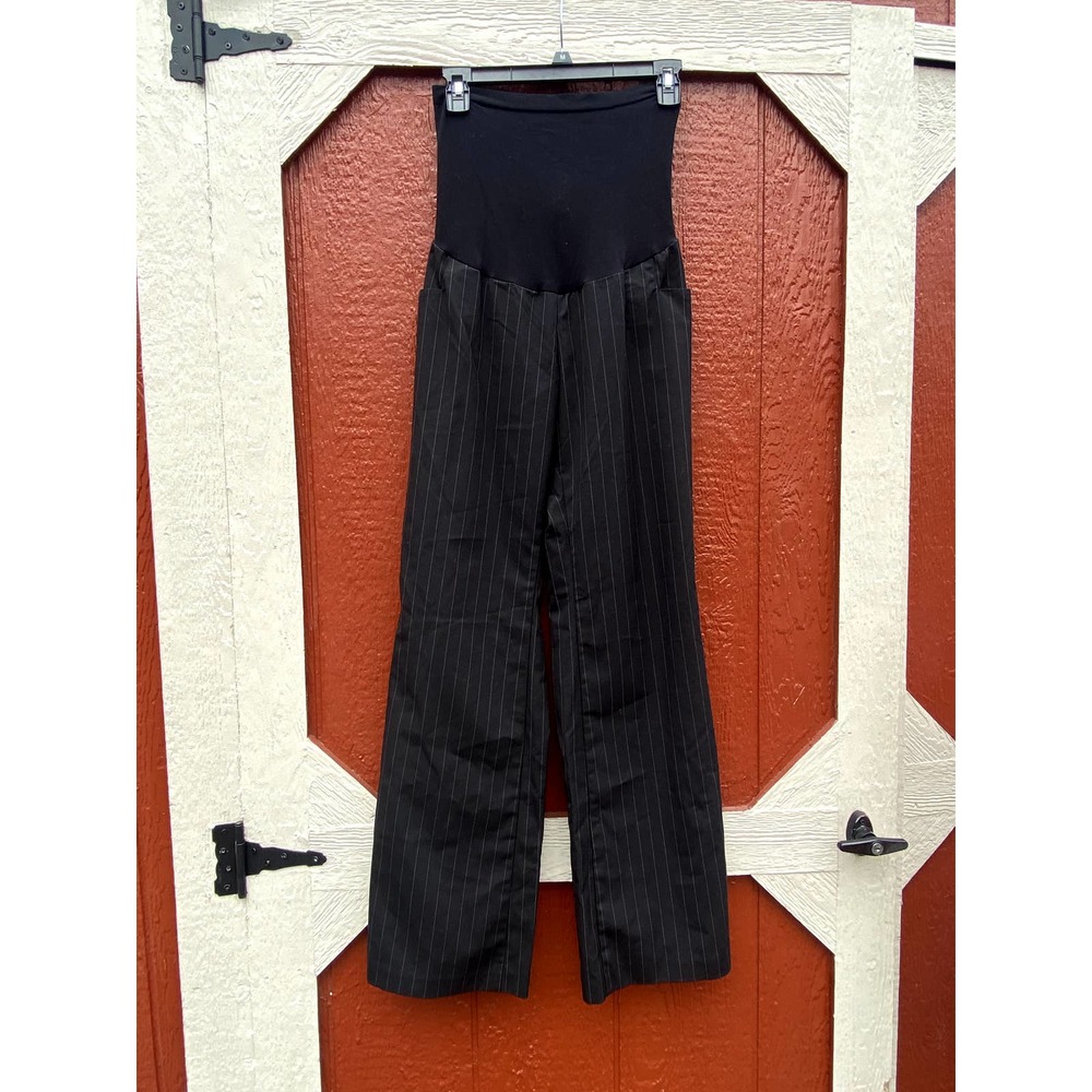 Motherhood Maternity Black Pin Stripe Maternity Slacks